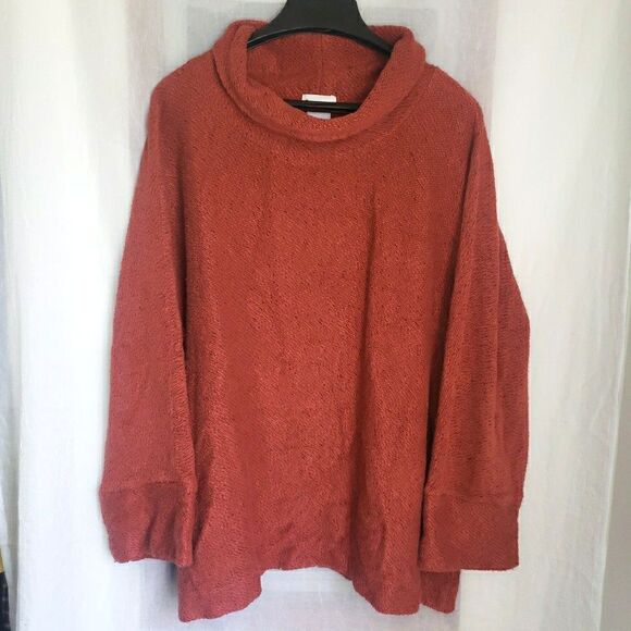 Soft Surroundings Burnt Orange Cowl Neck Pullover Sweater Oversized Women Size L - Picture 1 of 7